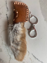 Load image into Gallery viewer, Keychain - rabbit's paw with fish leather inlay