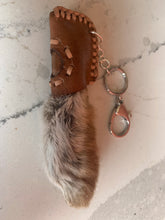 Load image into Gallery viewer, Keychain - rabbit's paw with fish leather inlay