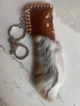 Load image into Gallery viewer, Keychain - rabbit's paw with fish leather inlay