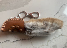 Load image into Gallery viewer, Keychain - rabbit's paw with fish leather inlay