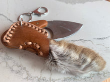 Load image into Gallery viewer, Keychain - rabbit's paw with fish leather inlay