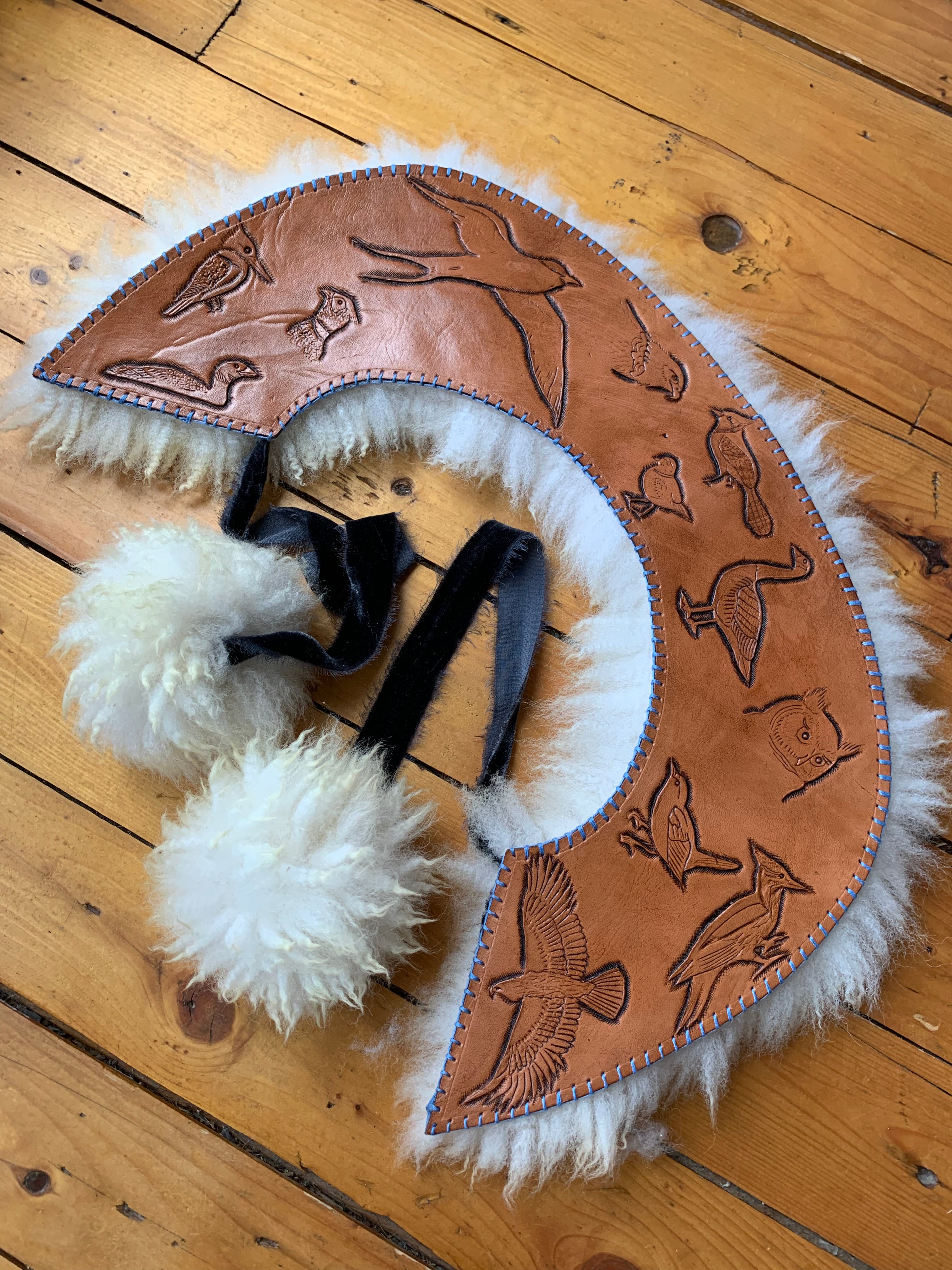 Tooled Reversible Sheepskin Collars – Skunks n’ Roses