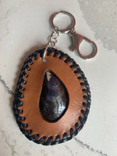 Load image into Gallery viewer, Keychain - mussel shell with black lacing
