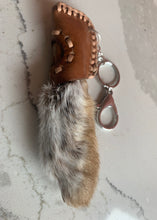 Load image into Gallery viewer, Keychain - rabbit&#39;s paw with fish leather inlay
