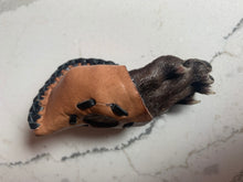 Load image into Gallery viewer, Keychain or ornamento - otter&#39;s paw with fish leather inlay
